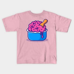 Brain Ice Cream Cup Cartoon Kids T-Shirt